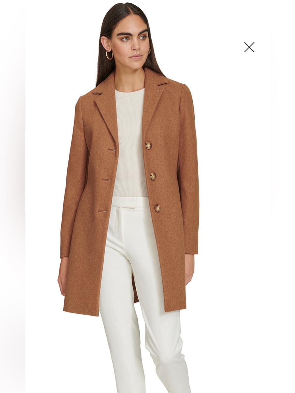 Calvin Klein Camel Wool-Blend Single-Breasted Trench Coat